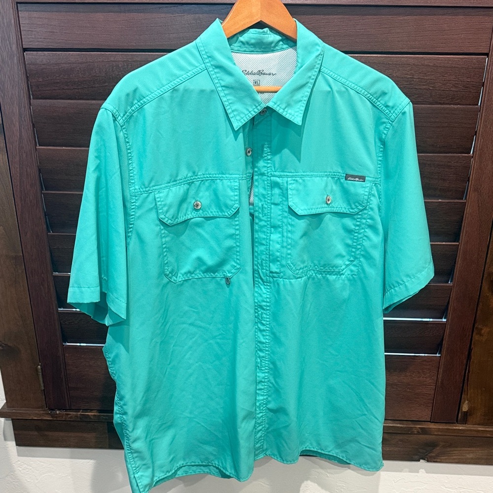 Eddie Bauer Men's Turquoise Casual Shirt